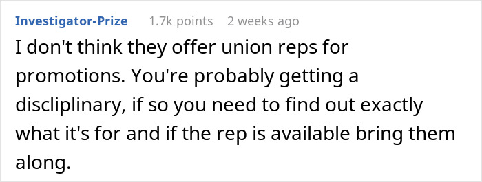 Screenshot of a forum comment discussing a worker disciplined and mentioning union reps and ChatGPT slurs.