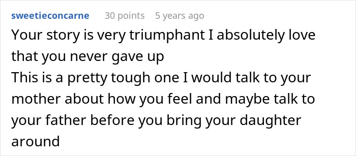 Screenshot of a heartfelt comment about an estranged dad with cancer seeking to reconnect with his daughter.