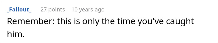 Screenshot of a forum comment discussing a guy pretending to be single at a party and making up excuses when confronted by his girlfriend.