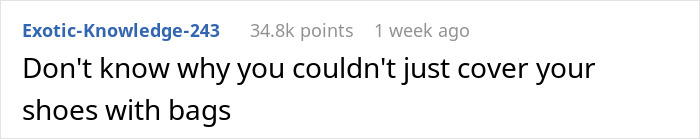 Comment about a guy refusing to remove shoes in friend&rsquo;s house due to a medical condition, facing criticism from friend&rsquo;s wife.