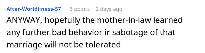 Comment about mother-in-law&rsquo;s bad behavior and potential sabotage of wedding corrected by two amazing drag queens.
