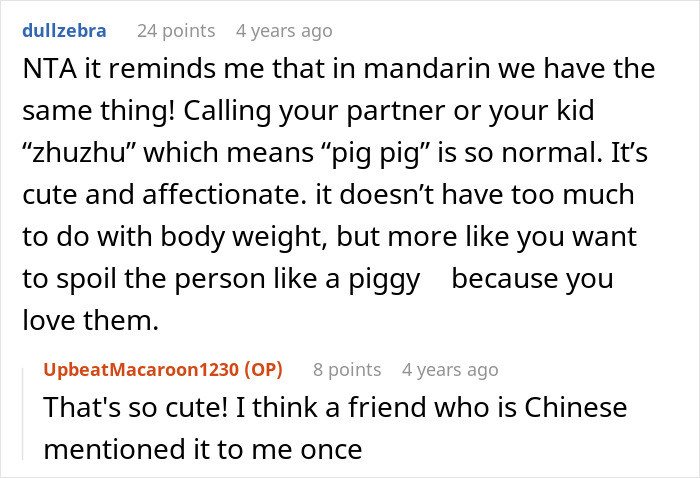 Screenshot of an online discussion about nicknames partners use, highlighting a woman shocked by brother’s wife nicknames. Screenshot of an online discussion about nicknames partners use, highlighting a woman shocked by brother’s wife nicknames.