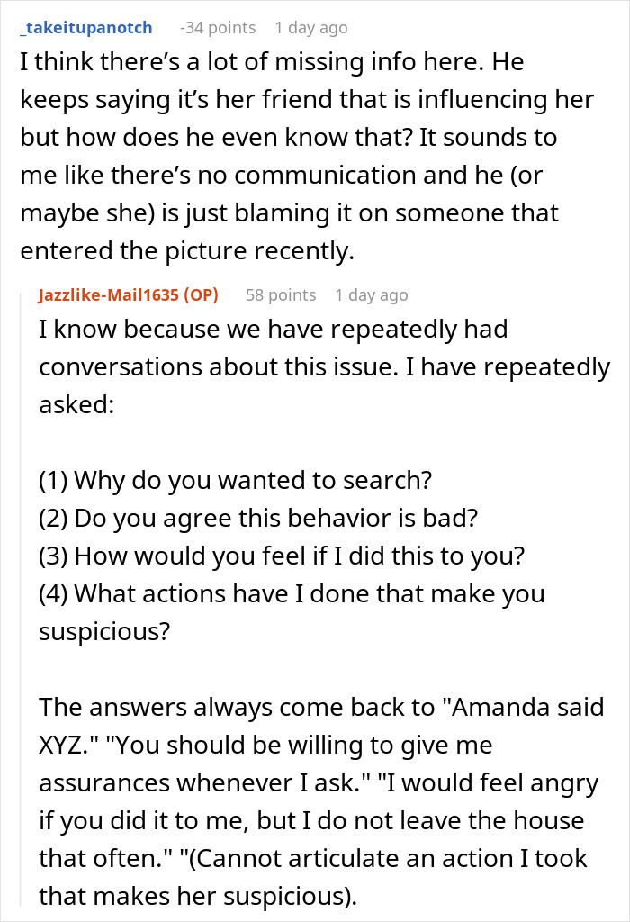 Reddit conversation highlighting a man giving his pregnant girlfriend an ultimatum over insecurity and trust issues.