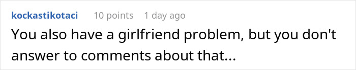 Text comment on social media discussing a girl problems and avoiding responses about it in a casual tone.