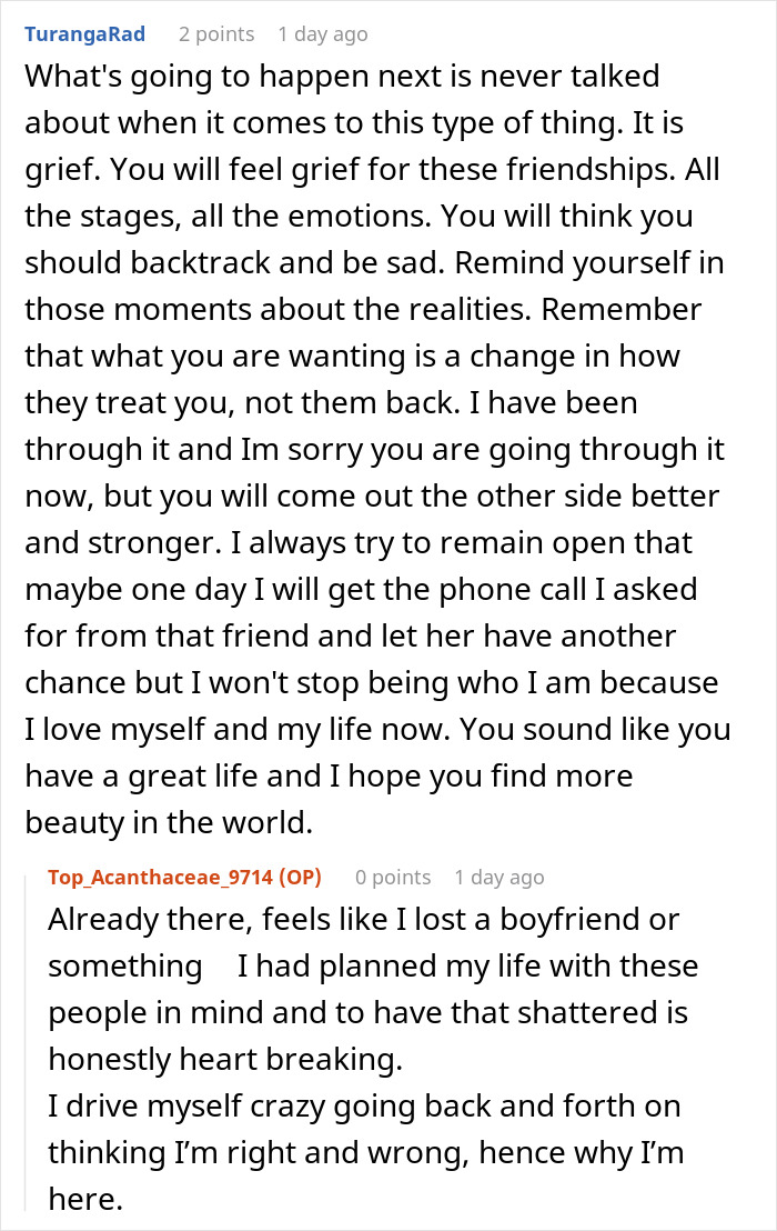 Online discussion about a woman telling friends she’s not a hotel after being excluded from their trips. Online discussion about a woman telling friends she’s not a hotel after being excluded from their trips.