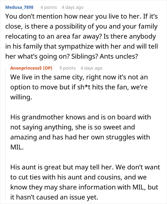 Chat conversation about a woman convinced her MIL was poisoning her, ending contact but fearing pregnancy changes. Chat conversation about a woman convinced her MIL was poisoning her, ending contact but fearing pregnancy changes.