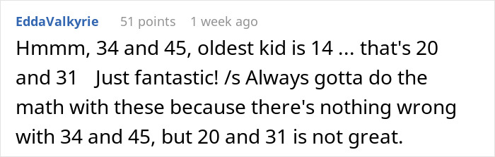 Commenter discussing math related to ages and parenting, reflecting on lazy parenting turning kids into walking nightmares. Commenter discussing math related to ages and parenting, reflecting on lazy parenting turning kids into walking nightmares.