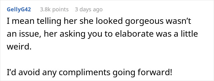Screenshot of a Reddit comment discussing a man&rsquo;s compliment to girlfriend&rsquo;s mom sparking a fight between parents.