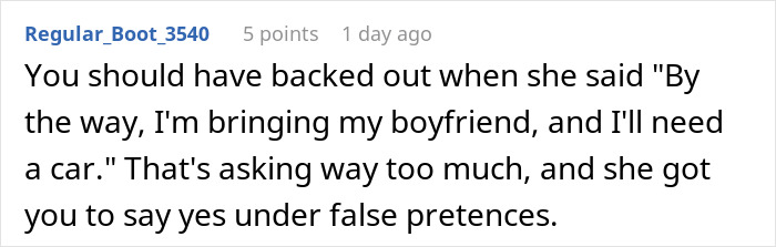 Comment warning about regret after couple agrees to host old friend due to unexpected wild requests. Comment warning about regret after couple agrees to host old friend due to unexpected wild requests.