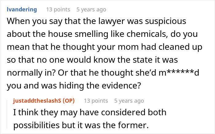 Reddit discussion screenshot about a mom telling her teen son to leave home and regret after losing everything. - 29
