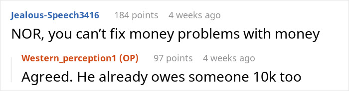 Screenshot of an online conversation about money problems, illustrating friends calling two decades later discussing finances. Screenshot of an online conversation about money problems, illustrating friends calling two decades later discussing finances.