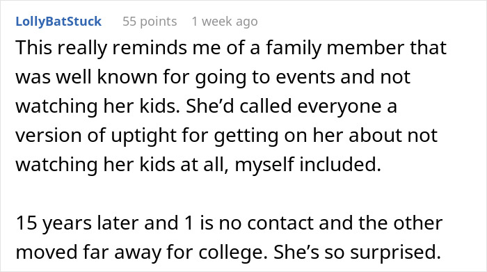 Comment text about woman cutting ties with sister due to lazy parenting causing kids to become nightmares. Comment text about woman cutting ties with sister due to lazy parenting causing kids to become nightmares.