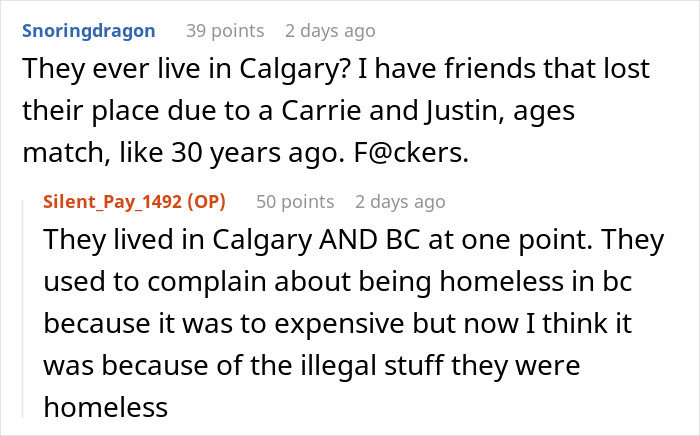 Screenshot of an online discussion about roommates refusing to return AC and getting busted for illegal activities.