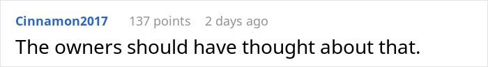 Comment on a post about a landlord&rsquo;s daughter claiming a cool house, expressing a missed consideration by the owners.