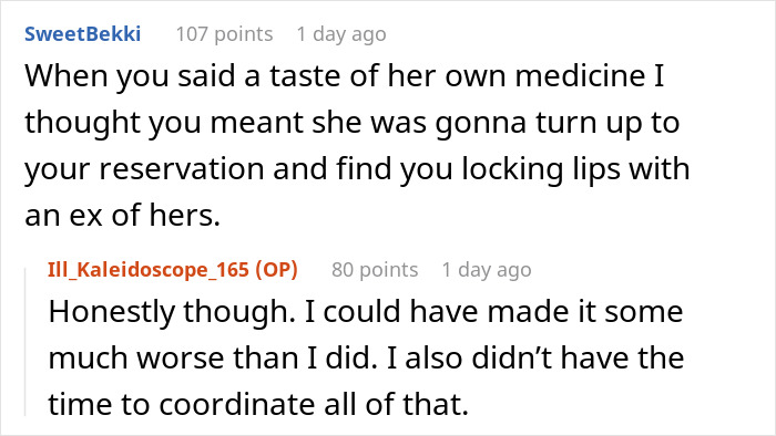 Reddit conversation about giving an ex-best friend a taste of her own medicine after betrayal. - 25