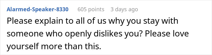 Comment on a post about a woman finding out her boyfriend told friends she couldn&rsquo;t join couples trip without asking her.