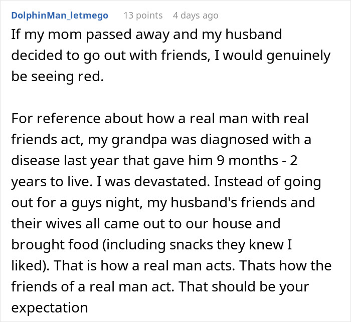 Comment expressing frustration over boyfriend&rsquo;s behavior after mother&rsquo;s death revealing true character and double heartbreak.