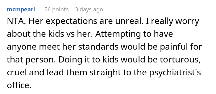Screenshot of a Reddit comment discussing the unrealistic expectations about toddlers and parenting challenges.