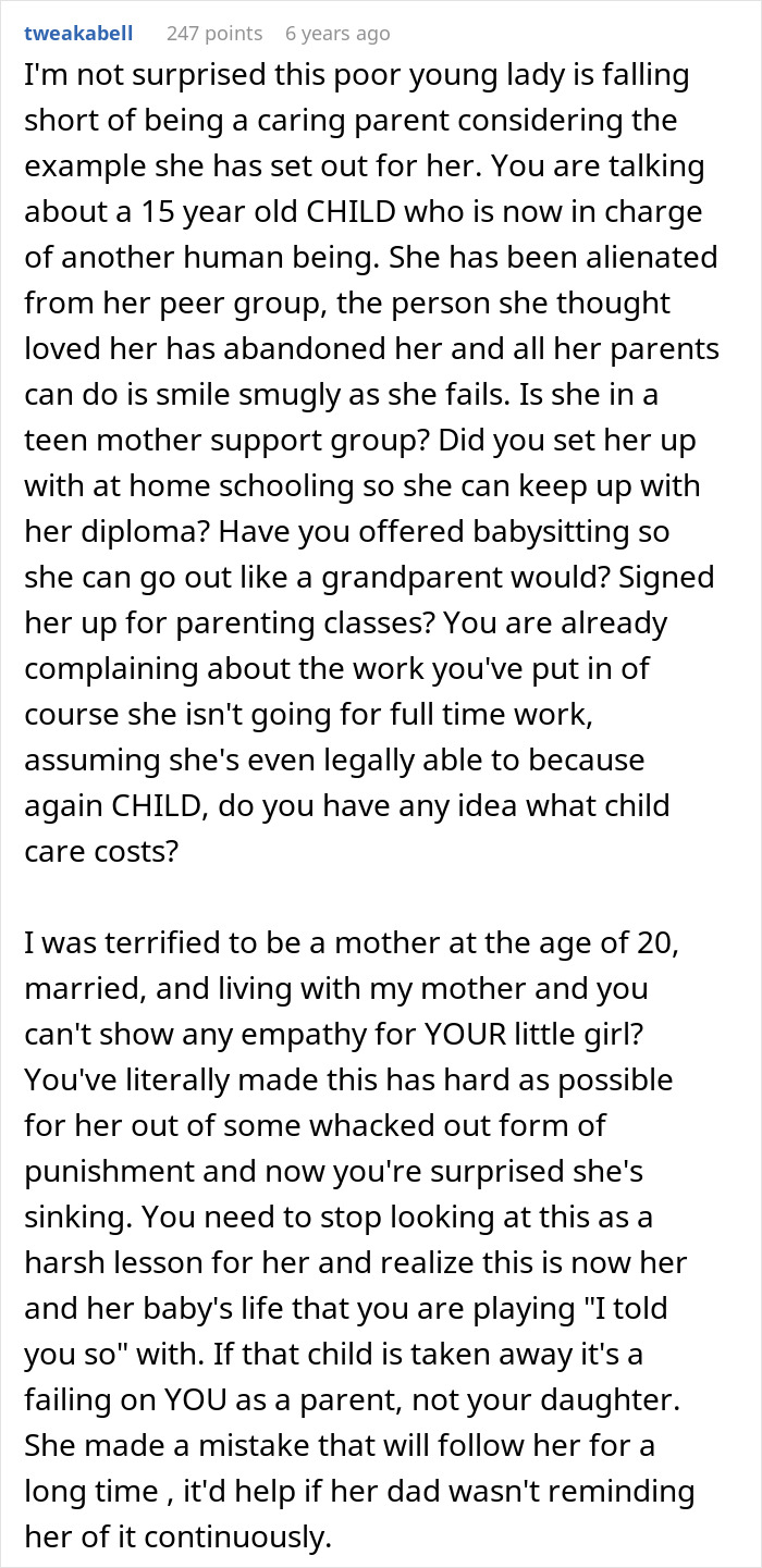 Comment discussing challenges of parenting teen daughter and why a dad called CPS, highlighting difficult decisions involved.