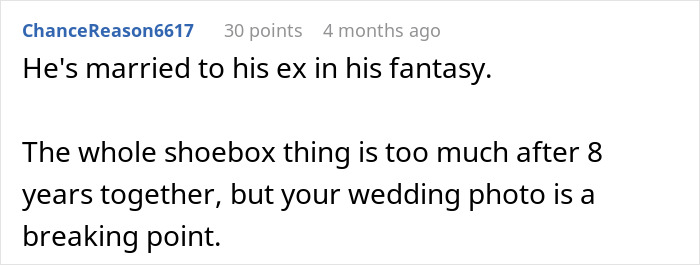 Screenshot of a forum comment discussing wanting to divorce husband of 6 years because of his ex relationship issues. Screenshot of a forum comment discussing wanting to divorce husband of 6 years because of his ex relationship issues.