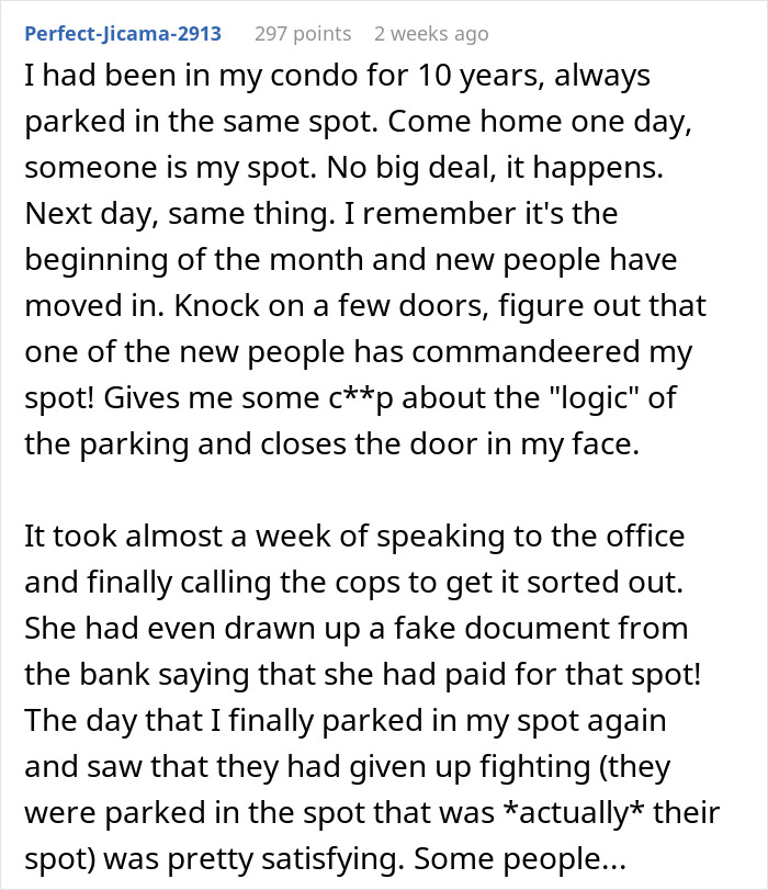 Neighbor uses anonymous notes trying to trick woman into giving up her parking spot in a condo dispute.