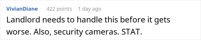 Comment on landlord needing to act and install security cameras after nasty neighbor trashes woman&rsquo;s yard