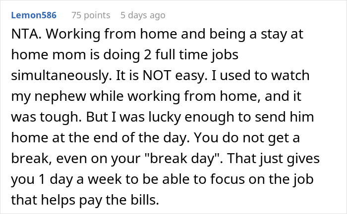 Working mom explains challenges of balancing work and once-a-week daycare while facing judgment from in-laws. - 31