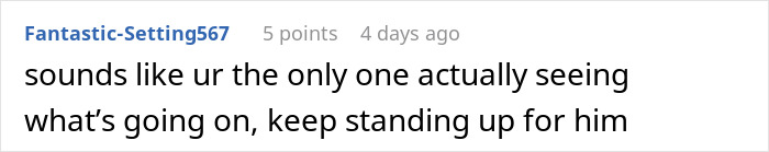 Screenshot of an online comment expressing support for a person standing up amid concerns about a controlling brother and safety. Screenshot of an online comment expressing support for a person standing up amid concerns about a controlling brother and safety.