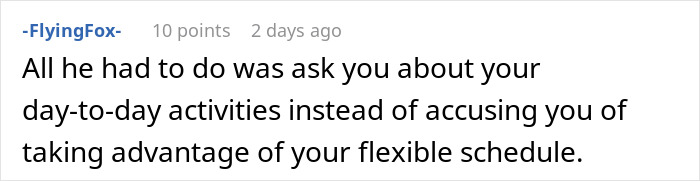 Comment discussing flexible schedule abuse allegations in an online forum about boss banning flexible hours. Comment discussing flexible schedule abuse allegations in an online forum about boss banning flexible hours.