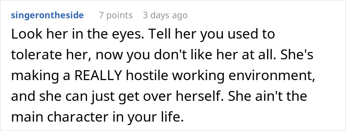Comment about a hostile working environment after not inviting a coworker to a personal event like a wedding.