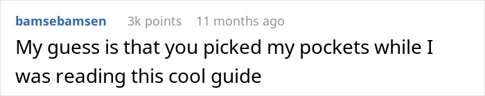 Screenshot of a humorous comment about tourist traps highlighting the common issue of pickpocketing in popular travel spots.