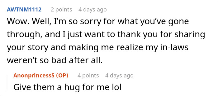 User comment expressing sympathy for woman convinced mother-in-law was poisoning her, reflecting on in-law relationships. User comment expressing sympathy for woman convinced mother-in-law was poisoning her, reflecting on in-law relationships.