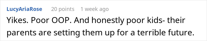 Comment expressing concern about lazy parenting causing problems for kids and impacting their future negatively. Comment expressing concern about lazy parenting causing problems for kids and impacting their future negatively.