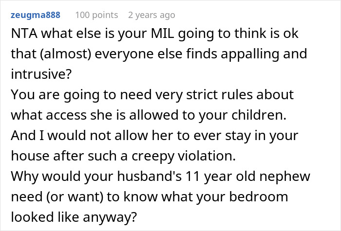 Comment discussing boundaries after MIL live streamed sleeping, questioning respect and moving on from the violation. Comment discussing boundaries after MIL live streamed sleeping, questioning respect and moving on from the violation.