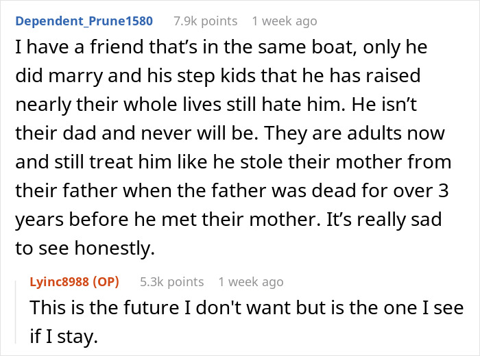 User comments on struggles of a man trying to win over fiancee&rsquo;s kids before deciding to break up after years.