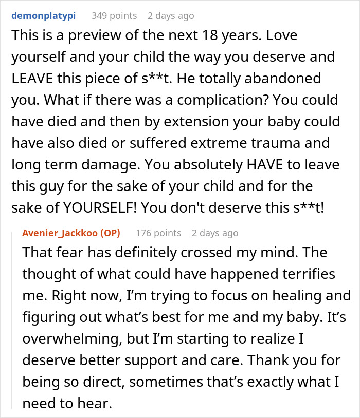 Reddit comment discussing exhausted mom facing stitches, sleepless nights, and fever while dad takes off for a sunny getaway. Reddit comment discussing exhausted mom facing stitches, sleepless nights, and fever while dad takes off for a sunny getaway.