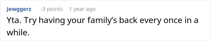 Screenshot of an online comment discussing family support during a long flight with kids and a sibling&rsquo;s response.