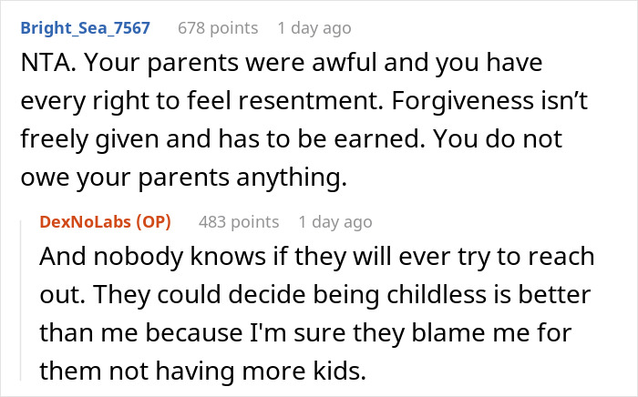 Reddit thread showing a discussion about parents neglecting their child while wanting more kids, expressing resentment. - 26