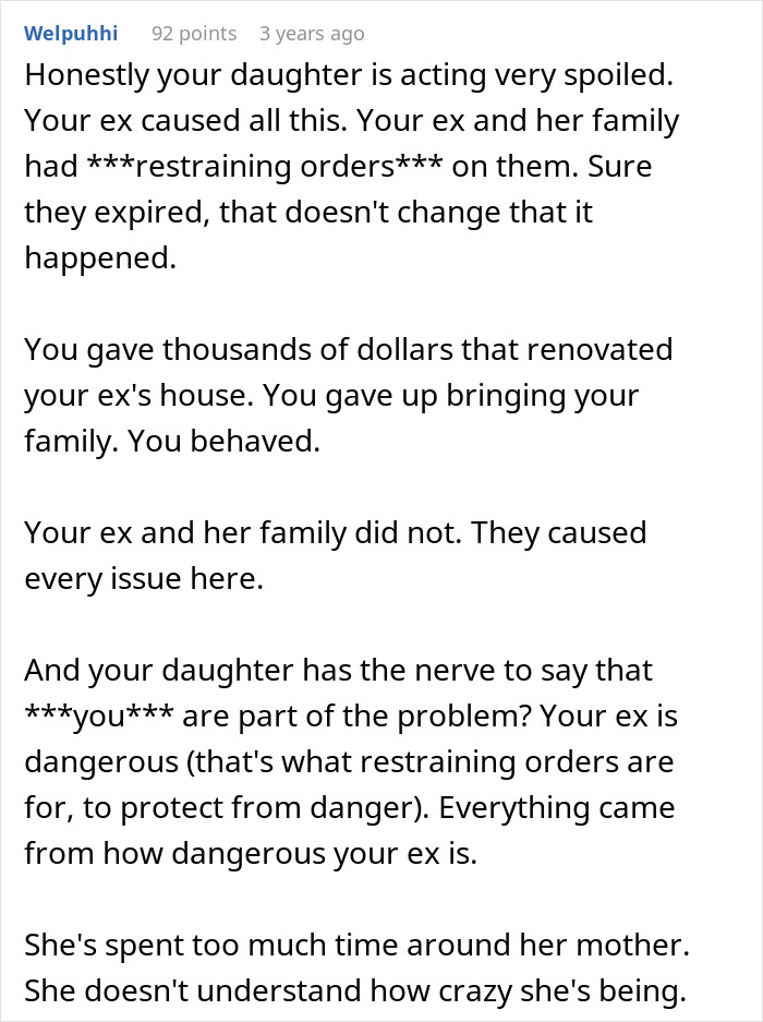 Comment discussing man-daughter relationship issues and refusal to allow marriage in his yard causing family conflict.