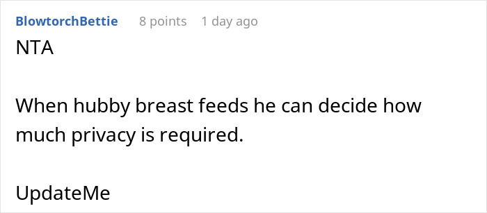 Screenshot of an online comment discussing privacy concerns about baby cam access and monitoring boundaries.