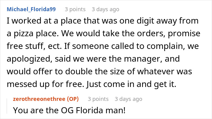 Screenshot of a Reddit conversation about a man booking appointments after getting calls meant for a doctor who won&rsquo;t change number.