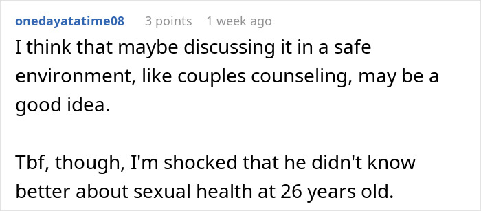 Commenter suggesting couples counseling to address resentment in a relationship affected by HPV and cancer.