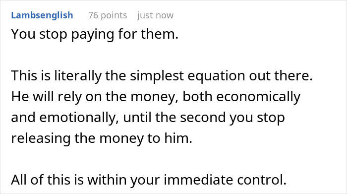 Text post showing a user explaining how a woman feels financially trapped by her jobless fianc&eacute; living off her.