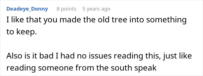 Screenshot of an online comment discussing a story about a jealous Karen who cut down neighbor’s trees and faced a fine. Screenshot of an online comment discussing a story about a jealous Karen who cut down neighbor’s trees and faced a fine.