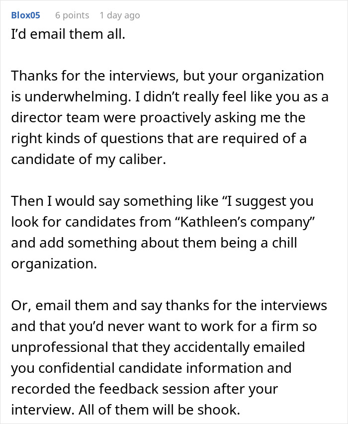 Woman receiving an email about a second interview and discovering a confidential video file accidentally sent.