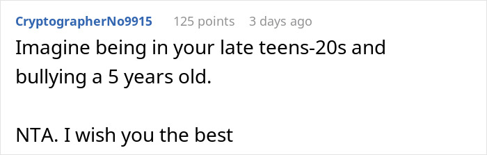 Screenshot of an online comment about a 20-year-old refusing family dinner after years of rejection by stepsiblings.