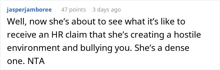 Screenshot of a Reddit comment discussing a person reported to HR for not inviting a coworker to a wedding.