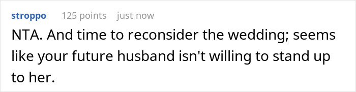 Screenshot of an online comment about a woman saying no to future MIL&rsquo;s temporary stay and facing backlash before marriage.