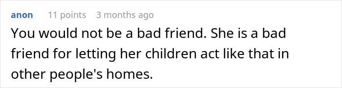Alt text: Online comment expressing frustration with rowdy kids at social events and support for childfree gatherings. - 32