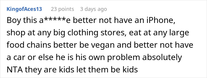 Comment discussing bigoted and hateful person reacting to kids receiving Harry Potter books in a family dispute.
